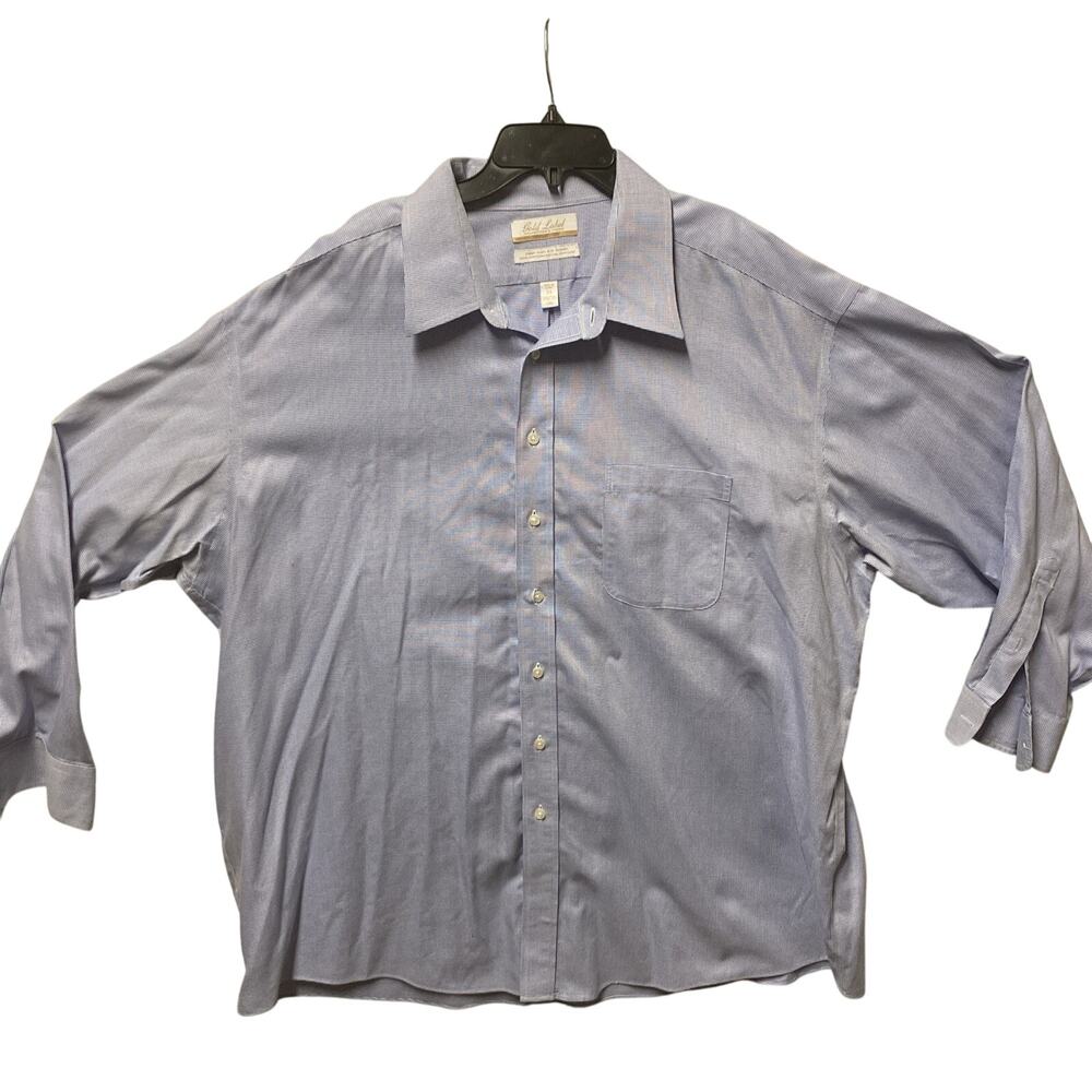 Gold Label Roundtree & Yorke Mens Shirt Blue White Check Long Sleeve 19 Big